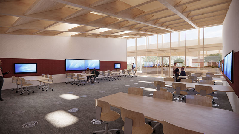 Artist's rendering of one of the teaching spaces in the Forestry Building.